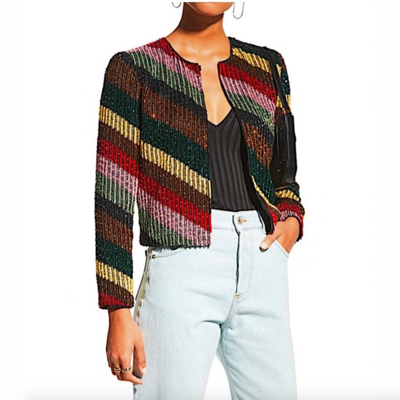 Alice + Olivia Multi with Tag Kidman Sequined Boxy Jacket Blazer - Picture 4 of 14